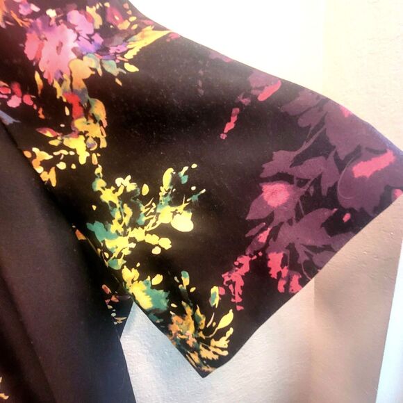 Tahari Black A-Line Floral Dress 20W Women's Plus Knee-Length Spandex Spring - Picture 4 of 9